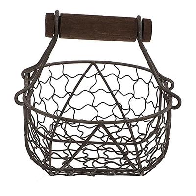 Iron Gathering Basket Egg Wire Fruit Storage Baskets Metal Holder