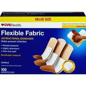 CVS Health Flexible Fabric Anti-Bacterial Bandages, Assorted Sizes