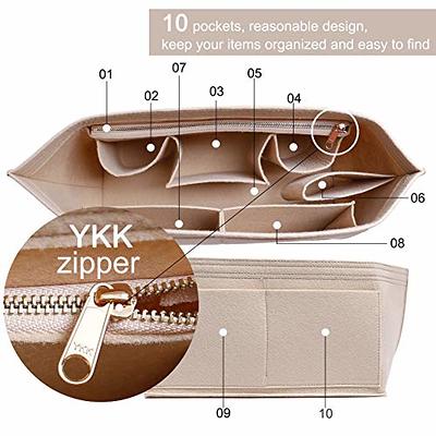 Doxo Felt Organizer Insert Handbag&Tote Purse Organizer Insert Large with  Zipper Bag Fits for Speedy and Neverfull MM Beige Bag