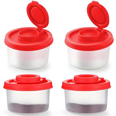 Salt and Pepper Shakers Moisture Proof Mini Salt Shaker to Go Camping Picnic Outdoors Kitchen Lunch Boxes Travel Spice Set Clear with Colored Lids