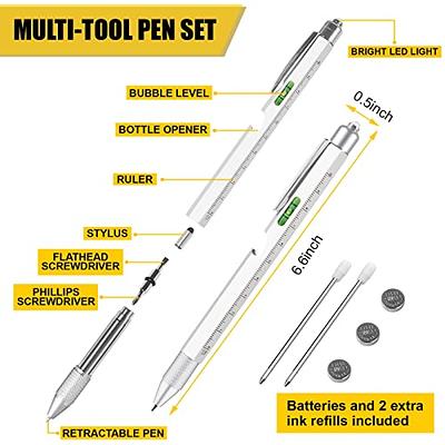 Christmas Gifts Stocking Stuffers White Elephant Gifts for Adults Men,  Multitool Pen Cool Gadgets, Novelty Pen with Stylus, Level, Rulers,  Screwdrivers, Birthday Gifts for Him Dad Husband(Black) 