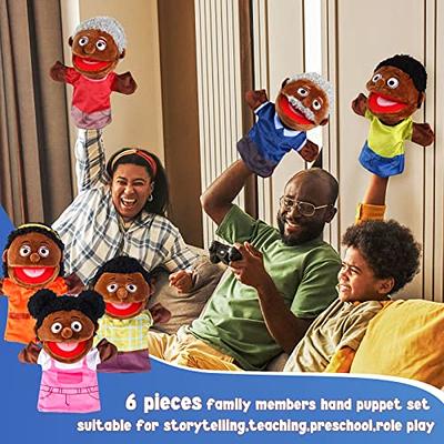 6 Pcs Family Hand Puppets 12 Inch Grandparents, Mom & Dad, Brother & Sister  Plush Hand Puppet Toys Role-Play Toy Puppets for Kids Storytelling