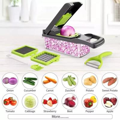 BENTISM Commercial Chopper Commercial Vegetable Chopper w/ 4 Blades Fruits  Dicer