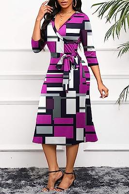 Runwind Plus Size Summer Dress - Wrap Maxi Dresses Solid Print 3/4