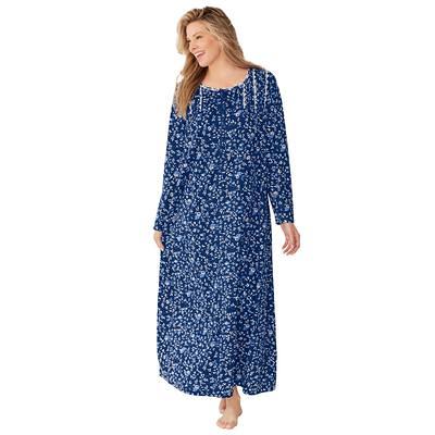 Plus Size Women's Floral Knit Gown by Dreams & Co. in Evening Blue Ivory  (Size M) Nightgown - Yahoo Shopping