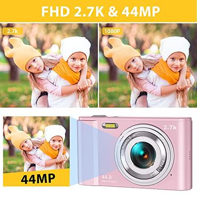 Digital Camera, Lecran FHD 2.7K 44.0 MegaPixels Vlogging Camera with 16X  Digital Zoom, 2.88 IPS Screen, Mini Compact Portable Cameras for Students,  Teens, Kids (2.7K Pink) - Yahoo Shopping