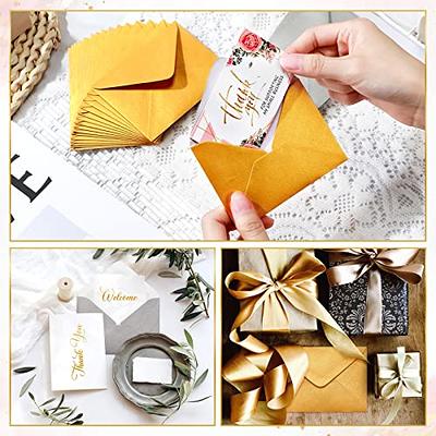 Mini Envelopes - 100-Count Bulk Gift Card Envelopes, Gold Business Card  Envelopes, Bulk Tiny Envelope Pockets for Small Note Cards, 4 x 2.7 Inches