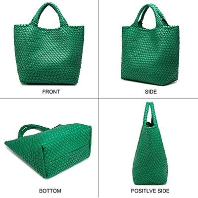 Queenoris Fashion Woven Purse for Women Top-Handle Shoulder Bag Soft Summer Hobo Tote Bag