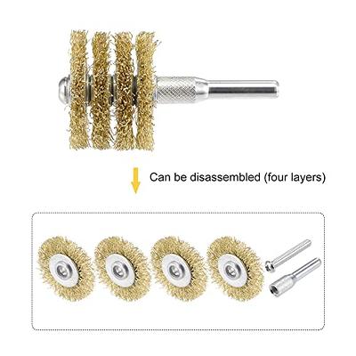 uxcell 80mm Wire Wheel Brush Bench Brass Plated Crimped Steel Wire 1/4 Inch  Shank