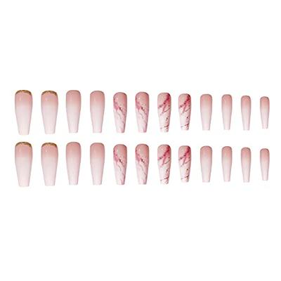 Buy HEAVEN® 24pc Set Of Extra Long French Artificial Nails With Stone With  Free Application KIt (Green Multi) Online at Low Prices in India - Amazon.in