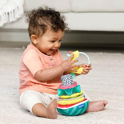 5 in 1 Baby Montessori Toys Set Include Shape Sorter Bin with Sound, Baby  Tissue Box, Stacking Cups, Pull String Toy, Soft Stacking Rings, Sensory