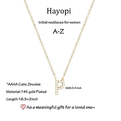 Hayopi Dainty Gold Initial Necklace for Women Girls,14K Gold