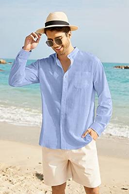 COOFANDY Men's Beach Wedding Shirt Casual Short Sleeve Linen