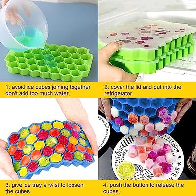 Silicone Ice Cube Tray Set (2 Pack) Honeycomb Shaped Flexible Ice