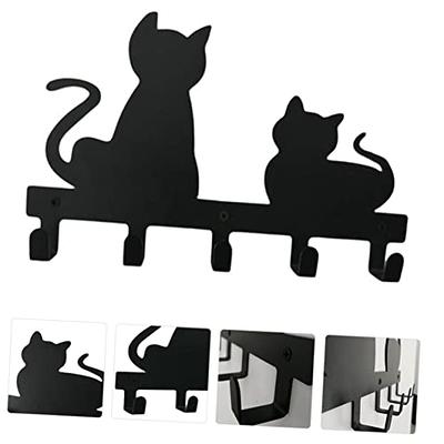 5pcs Cartoon Cat Key Hook Hanger Wall Mounted Clothes Sticky Hooks