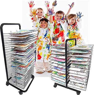 Art Drying Rack -20/25 Flexible Shelves, Mobile Paint Drying Rack with  Wheels