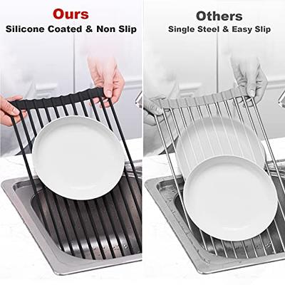 Dish Drying Rack - Stainless Steel And Silicone Dish Drying Mat