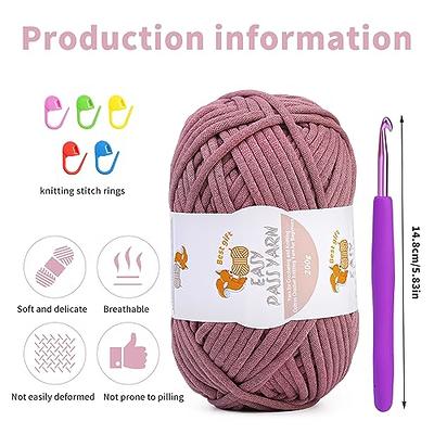 3 Pack Beginners Crochet Yarn, Pink Yellow Blue Yarn for Crocheting  Knitting Beginners, Easy-to-See Stitches, Chunky Thick Bulky Cotton Soft  Yarn for
