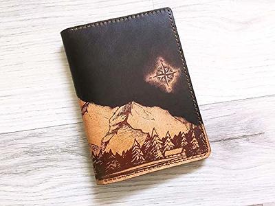 Handmade Custom Cowhide Leather Passport Holder, Slim Leather Wallet with Sim Card Slot with Logo Engraving