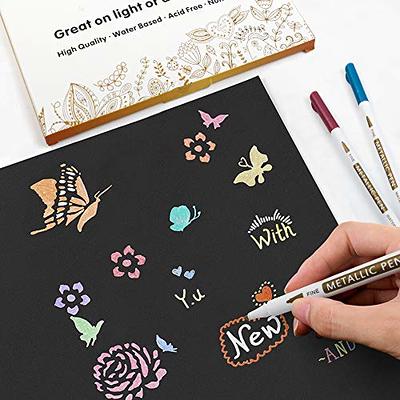 Shuttle Art Metallic Marker Pens, 30 Colors Metallic Paint Markers with 1 Coloring Book Fine Point for DIY Card, Calligraphy, Art and Crafting