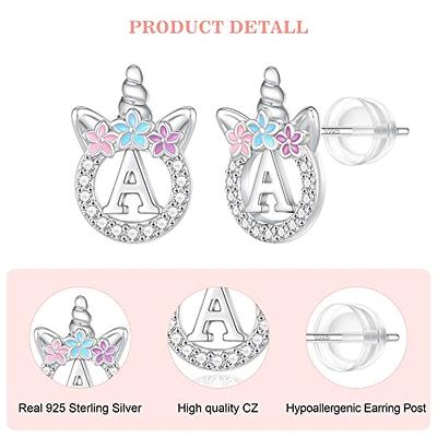 Christmas Gifts for Girls-Unicorns Gifts for Girls Sterling Silver Post  Unicorn Stud Earrings Letter A Initial Stud Earrings Unicorn Toys for Girls  Age 4-6 Kids Earrings Earrings for Little Girls - Yahoo
