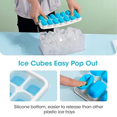 Silicone Ice Cube Tray with Lid and Bin for Freezer, 56 Nugget Ice