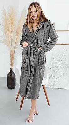 NY Threads Womens Fleece Hooded Bath Robe - Plush Long Robe