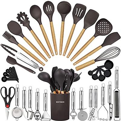 Wooden Handles Non-Stick Spatulas Black Silicone Rubber Cooking Utensils  Shovels