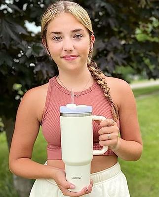 1pc 40oz Large Capacity, Double-layered, Vacuum-insulated Stainless Steel  Travel Mug With Rose Quartz Spray Paint, 304 Inside & 201 Outside For  Outdoor Sport And Car, With A Pp Straw