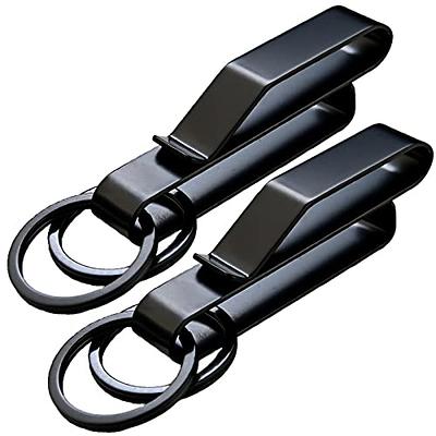 Real Leather Dual Belt Loop Key Hook Clip with Double Key Ring