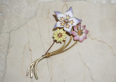 Blue Hawaiian Plumeria Flower Pin Swarovski Crystal Pin Brooch And