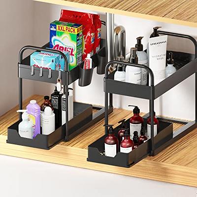 GEMWON Under Sink Organizer, 2 Tier Sliding Bathroom Organizer Cabinet  Storage with Hooks, Hanging Cups, Handles, Multi-purpose Under Sink Shelf  Organizer for Bathroom Kitchen(1 Pack) - Yahoo Shopping