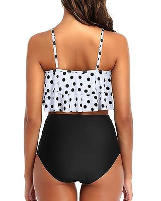 Tempt Me Women Ruffle High Waisted Bikini White Black Dot Two Piece  Swimsuits Ruched Bathing Suit L - Yahoo Shopping