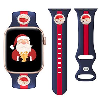 Designer Band with Charms Decor Compatible with Apple Watch Band 38mm 40mm  41mm 42mm 44mm 45mm 49mm Women Men, Stylish Silicone Sport Wristbands for  iWatch Series 8 7 6 5 4 3