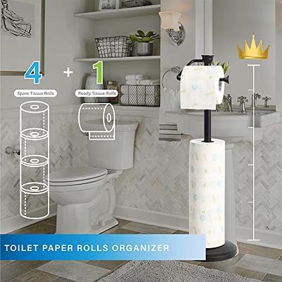 mDesign Classico Steel Free Standing 3-Roll Toilet Paper Holder Stand and  Dispenser - Satin