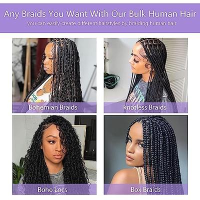 Deep Weave Bulk Braiding Hair Human Hair Micro Braids Mixing Length 50g  Each Bundle Natural Black Color