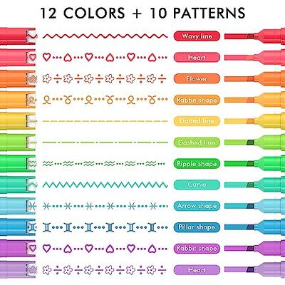 AOROKI 12 Colored Curve Highlighter Pen Set, 10 Different Shapes Dual Tip  Marker Highlighters for Journaling Drawing Note Taking,Curve Highlighter pens  for Planner Scrapbook School Supplies - Yahoo Shopping