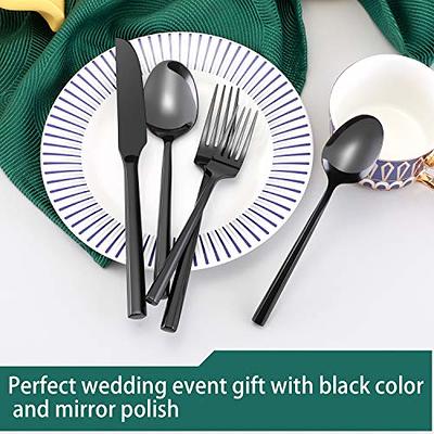 Kelenfer Flatware Set Black Silverware Set Stainless Steel Mirror Polished  20 Piece Cutlery Set with Hexagon Handle Service for 4 - Yahoo Shopping