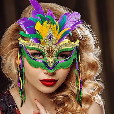 SIQUK Couple Masquerade Masks Metal Venetian Party Mask Halloween Costume Mask Mardi Gras Mask for Couples Women and Men