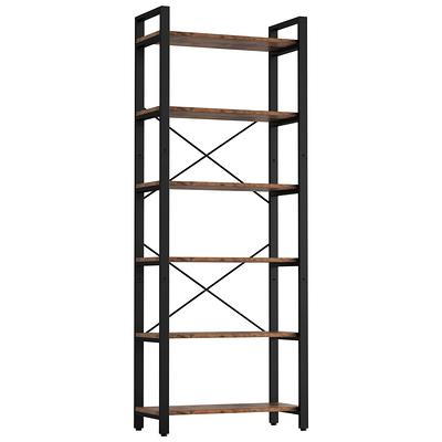 80.7 Double Wide 6-Shelf Bookcase Industrial Metal Storage Shelf