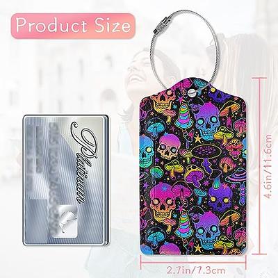 Set of 2 Luggage Tags for Suitcases, Mushrooms and Skulls Luggage Tag  Leather Cruise Suitcases with