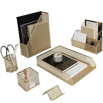 Gold Cute Desk Organizer Set For Women And Girls In Pretty Design With 5  Office Supplies Accessories - Explore China Wholesale Desk Organizer Set  and File Tray, Pen Cup, Mail Sorter