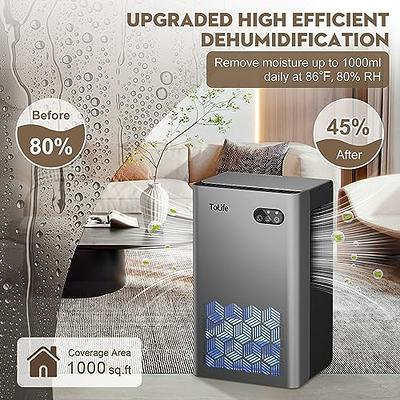 Dehumidifier, ToLife Dehumidifiers for Room, 95 OZ Water Tank, (950 sq.ft)  Dehumidifiers for Basement Home Bathroom Bedroom with Auto Shut Off, 7  Colors LED Light, Grey - Yahoo Shopping