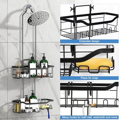 Joqixon Shower Caddy, Upgraded Extended Length Shower Caddy Over Showerhead  No Blocking to Shower Head, Rustproof Shower Organizer with Hooks Shampoo  Soap Holder, Bathroom Large Hanging Shower Caddy - Yahoo Shopping