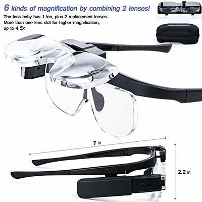 Head Magnifier Glasses with 2 LED Lights USB Charging Magnifying Eyeglasses  for Reading Jewelry Craft Watch