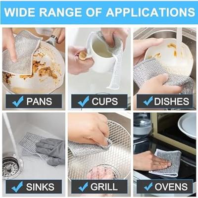 Wire Dishwashing Rags - Multipurpose Wire Miracle Cleaning Cloths,  Magnifying Wire Dishwashing Rags For Wet And Dry Mesh Microfiber Cleaning  Cloth For Metal, Kitchen, Dishes, Sinks, Counters, Stove Tops