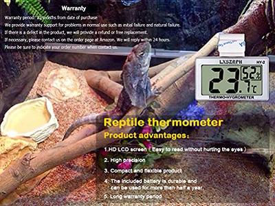 Repti Zo Reptile Digital Thermometer Hygrometer Accurate LCD Display,Reptile Tank Thermometer with Suction Cup for Bearded Dragon,Amphibians Tank Accessories