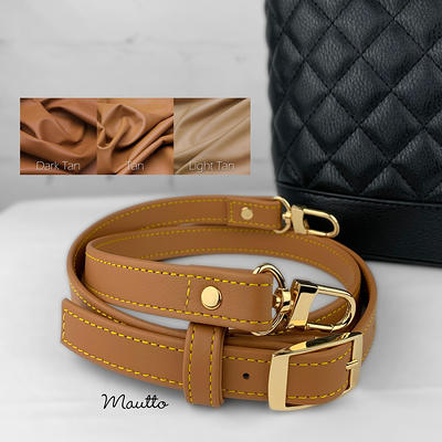 Light Tan Leather Strap with Yellow Stitching for Louis Vuitton