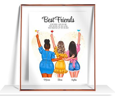 Personalized Best Friend Gift for Soul Sisters Besties Frame Print