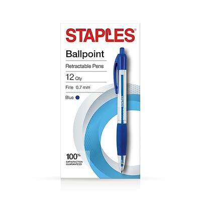 Staples Ballpoint Retractable Pens, Fine Point, Blue Ink, Dozen (50788) -  Yahoo Shopping